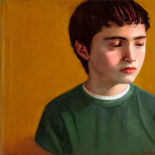 Prompt: Portrait of 14 years old boy