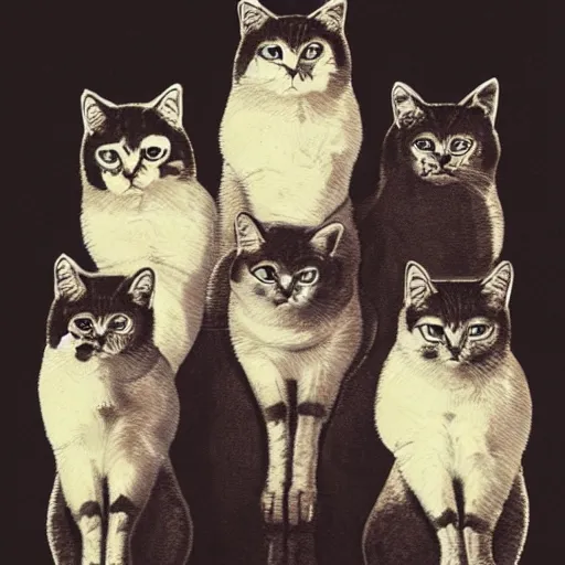 Prompt: a seven headed cat