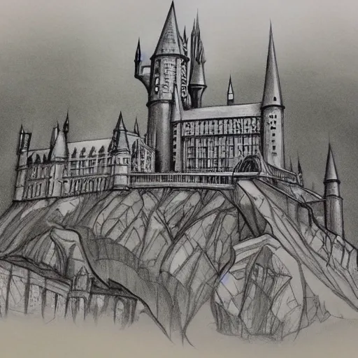 Image similar to Sketch of Hogwarts, astonishing detail