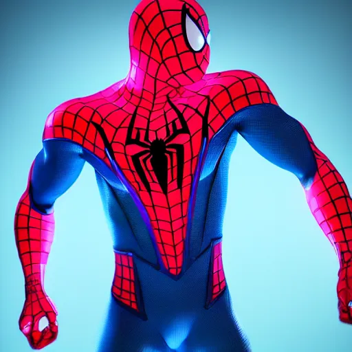 Image similar to still photo of neon spider - man, highly detailed, photorealistic portrait, bright studio setting, studio lighting, crisp quality and light reflections, unreal engine 5 quality render