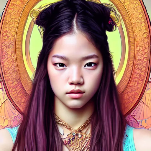 Image similar to portrait of jossi of blackpink, highly detailed, digital painting, smooth, sharp focus, illustration, ultra realistic, 8 k, art by artgerm and alphonse mucha