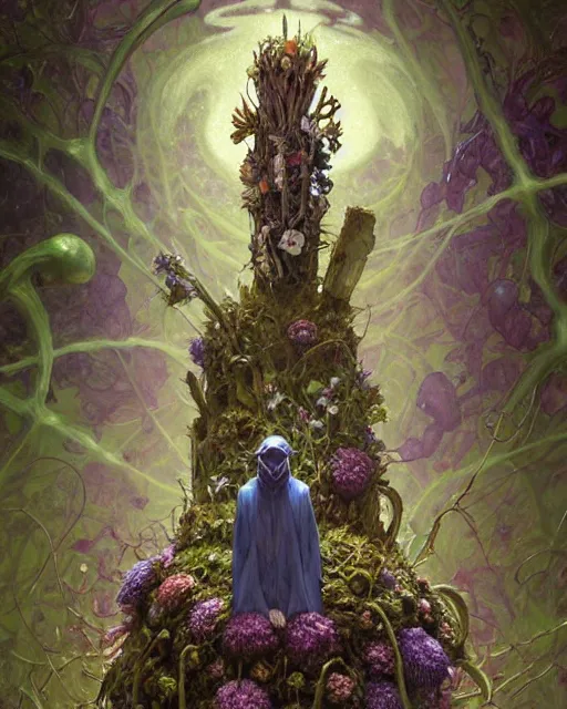 Prompt: the platonic ideal of flowers, rotting, insects and praying of cletus kasady carnage thanos nazgul doctor manhattan chtulu mandelbulb my neighbor totoro bioshock davinci heavy rain, d & d, fantasy, ego death, decay, dmt, psilocybin, art by artgerm and greg rutkowski and alphonse mucha