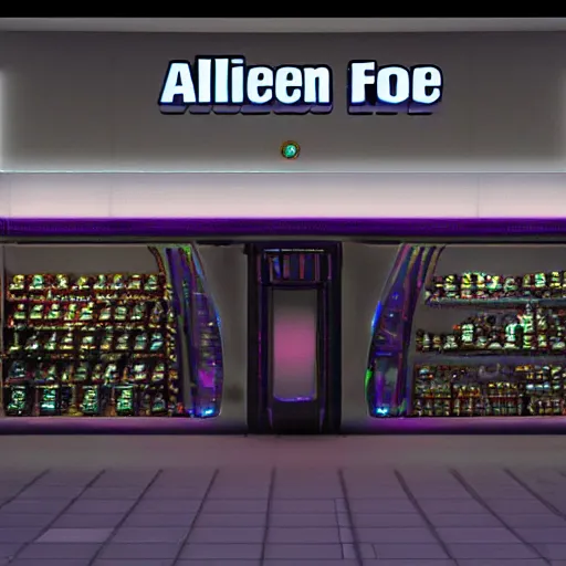 Image similar to alien shop, futuristic, holographic