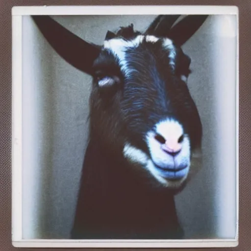 Prompt: “ polaroid of a goat eating a tin can ”