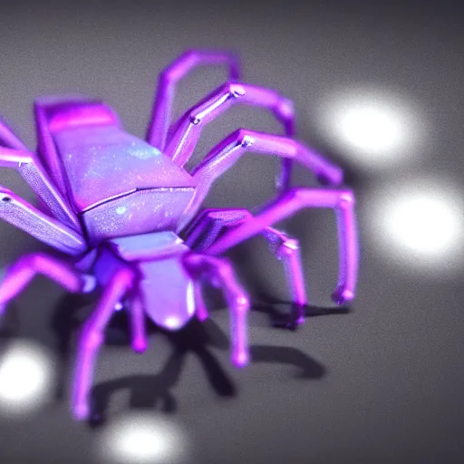 Image similar to violet crystal spider, render, octane, unreal engine, 8 k