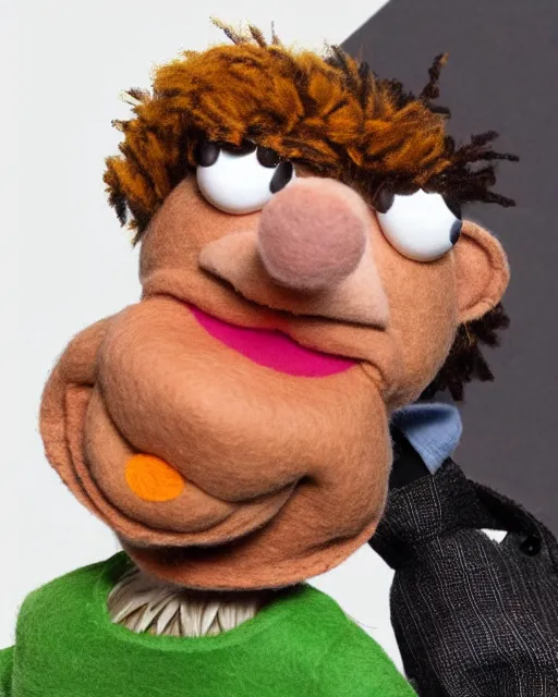 Image similar to adin ross as a muppet. highly detailed felt. hyper real photo. 4 k.