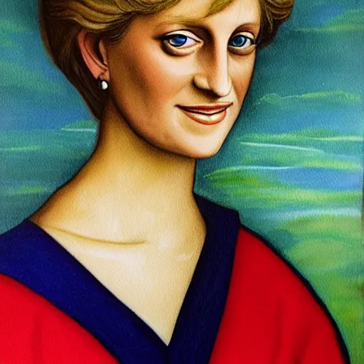 Prompt: a painting of princess diana in the style of leonardo da vinci