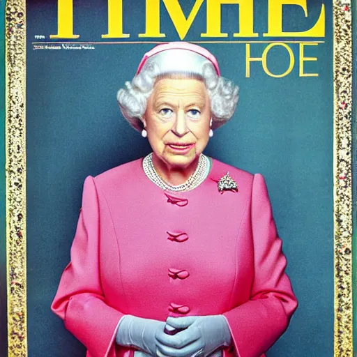 Prompt: magazine cover photo of elizabeth ii as the new pope, portrait photo by slim aarons in times magazine cover photo, color