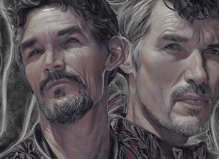 Prompt: a highly detailed anatomical portrait of stephen strange, james gurney, james jean