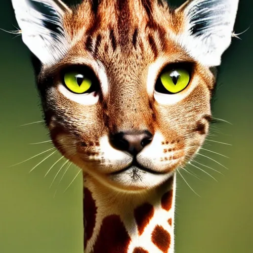 Image similar to cat giraffe hybrid, bold natural colors, national geographic photography, masterpiece, full shot, award winning