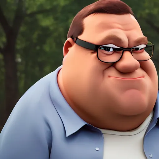 Image similar to Real life Peter Griffin with a cleft chin, volumetric lighting, portrait, high detail face, face enhance, 4k resolution, octane render,