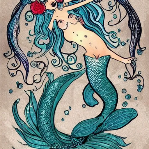 Prompt: beautiful mermaid in valorant style,