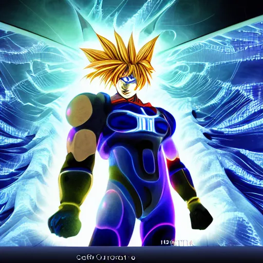 Prompt: Cyber Ultra Instict Goku Portrait, Smooth Digital Artwork, Fractal Chaos Background, Rendered in Maya, Hyperdetailed