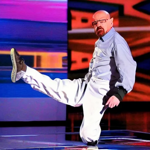 Image similar to walter white breakdancing on america's got talent