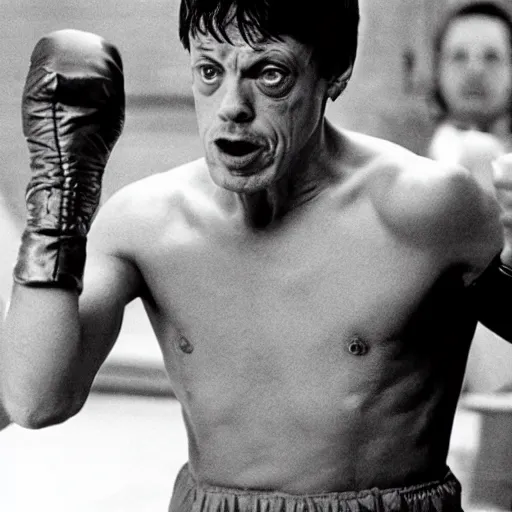 Image similar to Steve Buscemi as Rocky Balboa, movie still