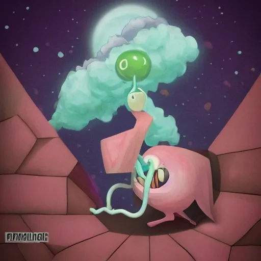 Prompt: a wild fligenmorght with a plumbus in it's mouth standing on a flinglestrain flying through the smifflegroys