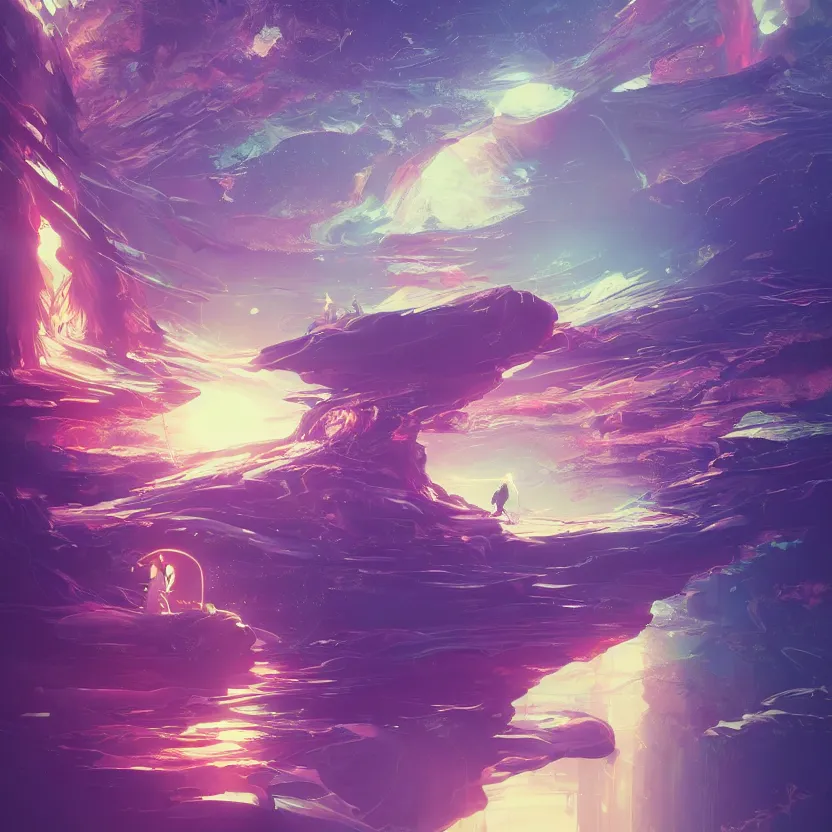 Prompt: an # illustration a # turn off your mind, relax, and float, # digital 2 d, # sci - fi, # fututistic, psychedelic by yoshitaka amano and alena aenami, trending on artstation, nvidia, matte painting, unreal engine
