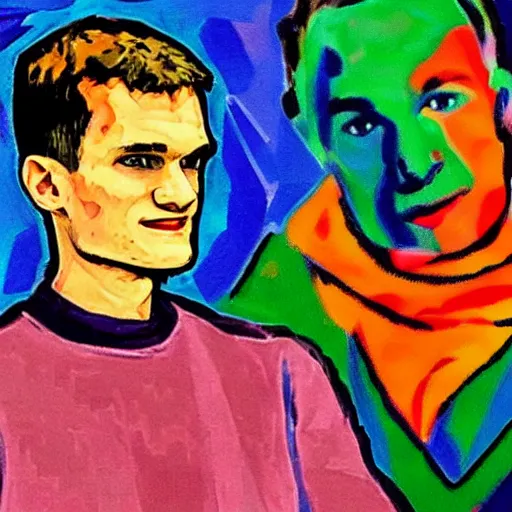 Prompt: vitalik buterin, painted in the fauvism style