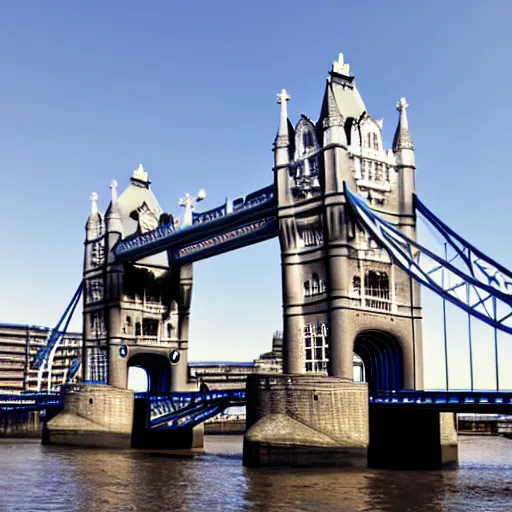 Prompt: tower bridge sunny day, modern photography, 4k,
