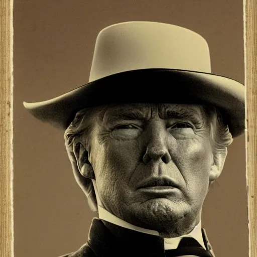 Image similar to an 1 8 0 0 s photo of donald trump playing the role of clint eastwood, squinting at high noon, in the style of a clint eastwood movie, the good, the bad and the ugly, clint eastwood, vibe, donald trump, glory days, mount rushmore, justice, american flag, independence, patriotism, apple pie, black and white, artgerm