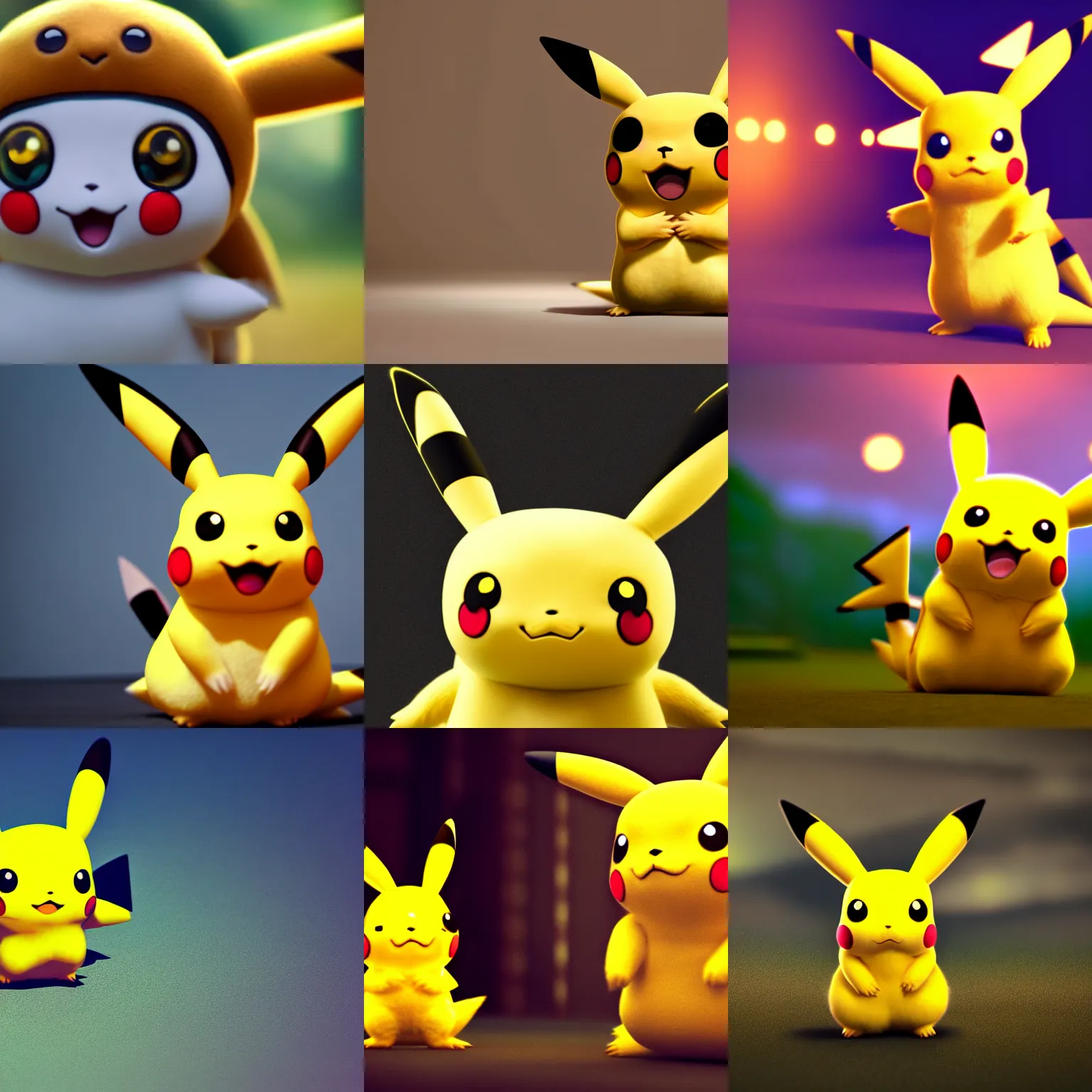 Prompt: photography of a real cute pikachu, 8 k, cinematic lighting, natural background, trending on artstation, pokemon