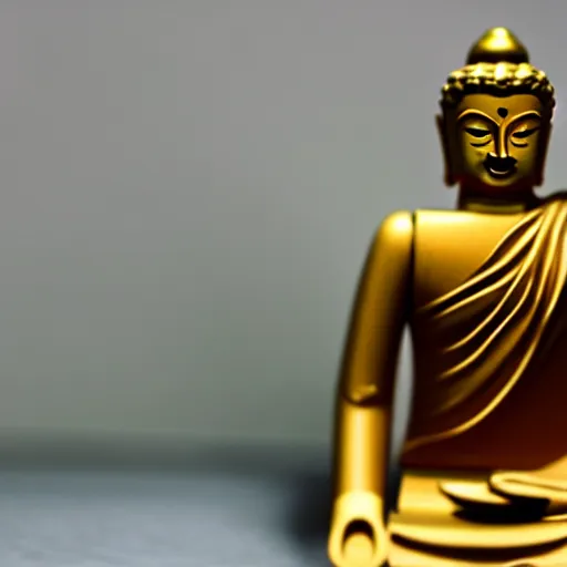 Prompt: Buddha LEGO figure, bokeh photograph