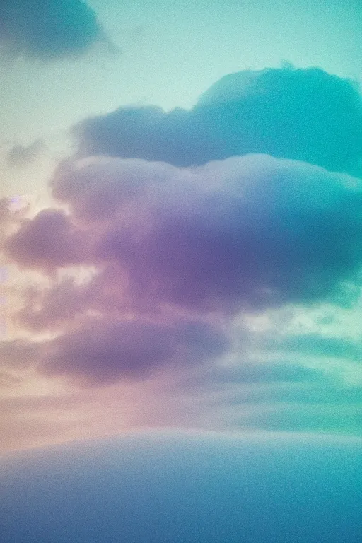 Image similar to high quality pastel coloured film close up wide angle photograph of a model childish expression swimming on cloud furniture in a icelandic black rock!! environment in a partially haze filled dreamstate world. three point light, rainbow. photographic production. art directed. pastel colours. volumetric clouds. pastel gradient overlay. waves glitch artefacts. extreme facial clarity. 8 k. filmic.
