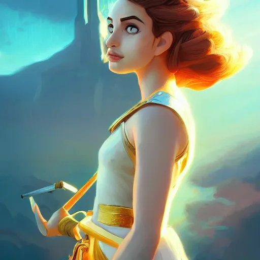 Image similar to Portrait of Ana de Armas as Athena, the greek goddess of wisdom, mattepainting concept Blizzard pixar maya engine on stylized background splash comics global illumination lighting artstation lois van baarle, ilya kuvshinov, rossdraws