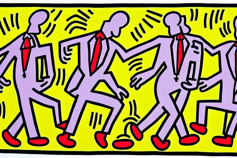 Prompt: reservoir dogs art by keith haring