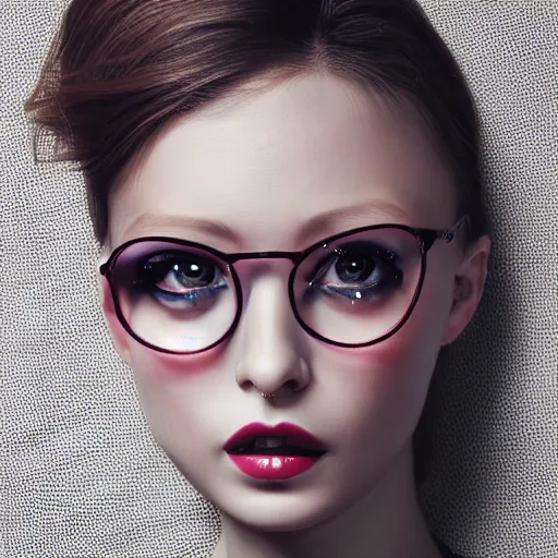 Image similar to girl with 4 eyes, fashion photo, detailed, realistic