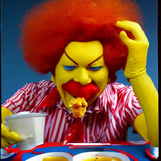 Image similar to ronald mcdonald puking vomiting