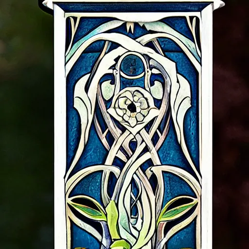 Image similar to bat box in art nouveau style