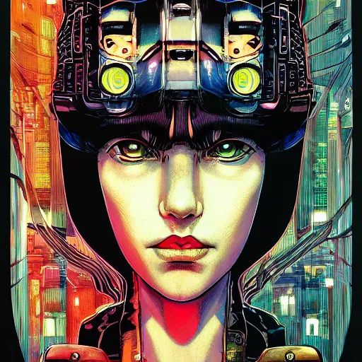 Image similar to portrait of crazy rachael blade runner, symmetrical, by yoichi hatakenaka, masamune shirow, josan gonzales and dan mumford, ayami kojima, takato yamamoto, barclay shaw, karol bak, yukito kishiro