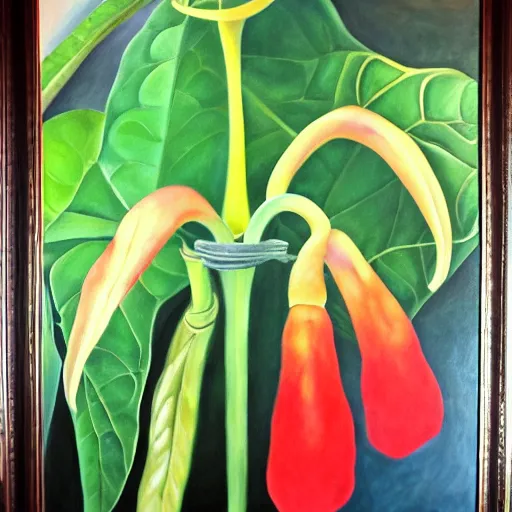 Prompt: oil panting of a brugmansia suaveolens flower