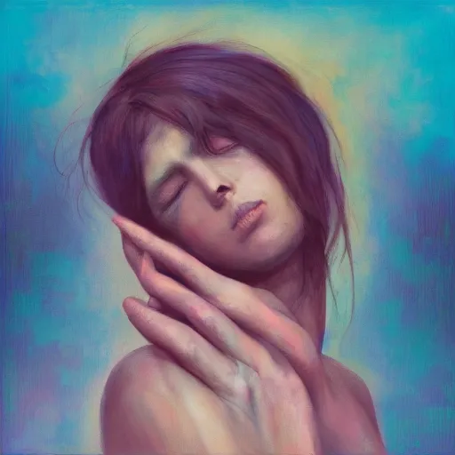 Image similar to let her sleep, artstation, album cover, digital oil on canvas