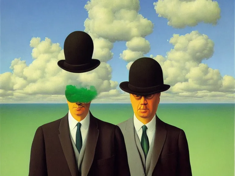 Image similar to a painting by rene magritte, high detail, high resolution