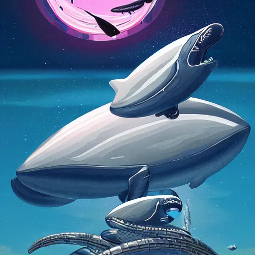 Image similar to cyborg orca by robert mccall mike winkelmann trending on arstation