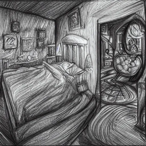 Image similar to Sketch of a lucid dream, highly detailed, award winning, astonishing