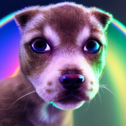 Prompt: photorealistic puppies, kittens, and rainbows. hyperdetailed photorealism, 1 0 8 megapixels, amazing depth, high resolution, 3 d shading, 3 d finalrender, 3 d cinematic lighting, glowing rich colors, artstation concept art.