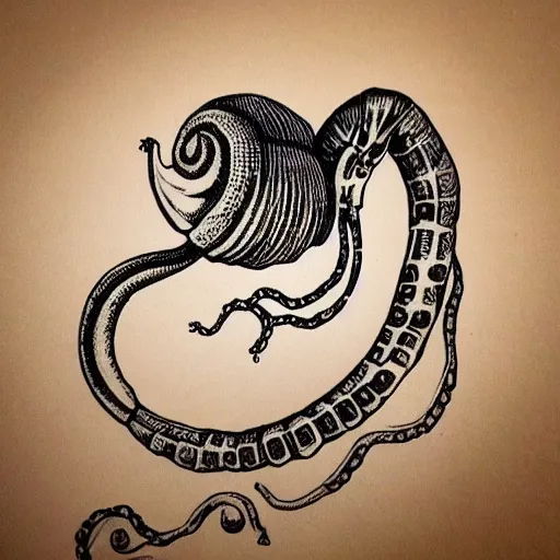 Image similar to snail with the head of count orlok on each tentacle, extremely detailed!!!!