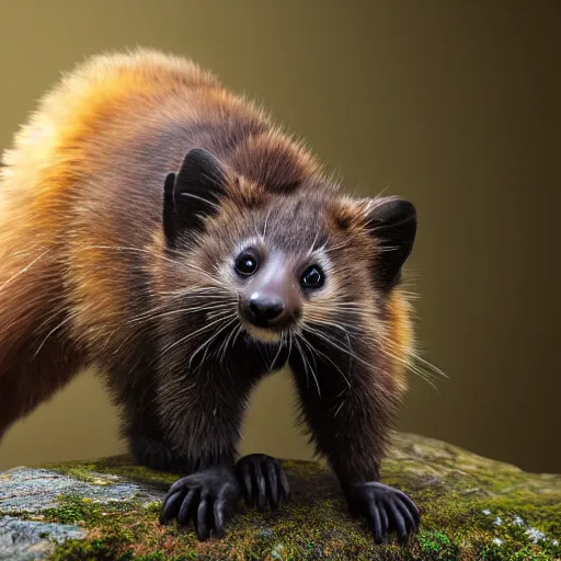 Image similar to long shot of a cute fluffy furry marten desolving into thin air, natural lighting, ground - level shot, reallusion character creator, 4 k, highly detailed, humourus, fine art illustration