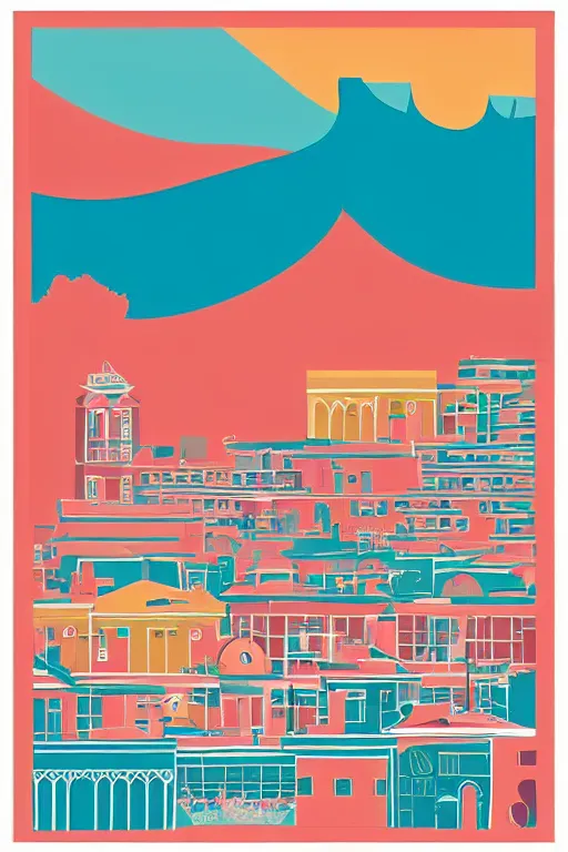 Image similar to minimalist boho style art of colorful cape town, illustration, vector art