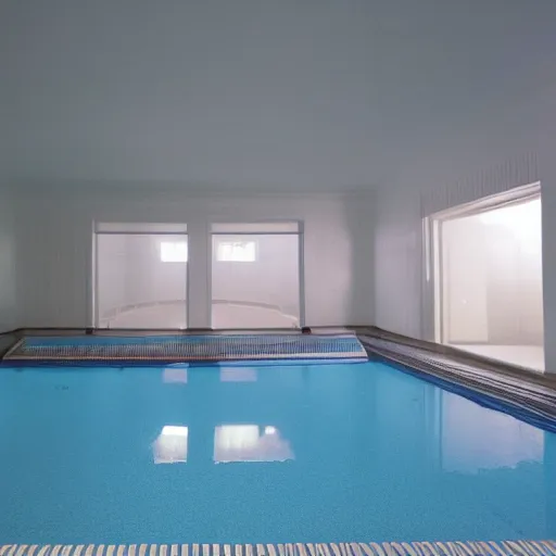 Image similar to the pool rooms by Jared Pike, liminal space, 80's blurry video