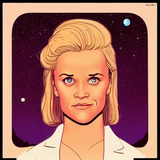 Image similar to “ reese witherspoon retro minimalist portrait by jean giraud, moebius starwatcher comic, sharp, smooth face, 8 k ”