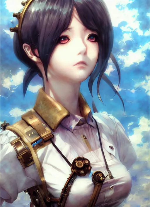 Image similar to portrait Anime Girl steampunk cute-fine-face, pretty face, realistic shaded Perfect face, fine details. Anime. Bioshock steampunk realistic shaded lighting by katsuhiro otomo ghost-in-the-shell, magali villeneuve, artgerm, rutkowski Jeremy Lipkin and Giuseppe Dangelico Pino and Michael Garmash and Rob Rey