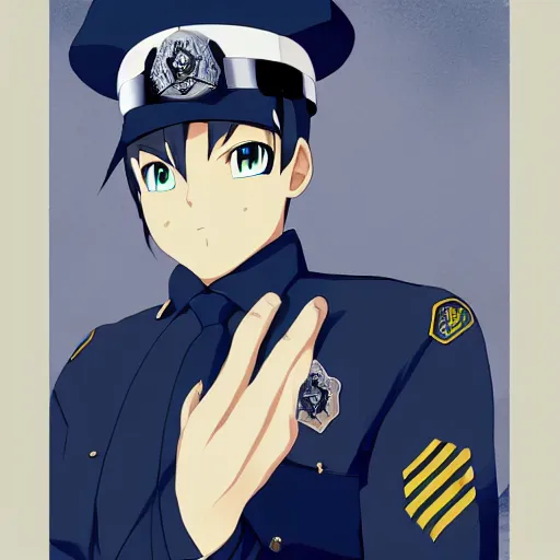 Image similar to portrait of peace - loving police chief, anime fantasy illustration by tomoyuki yamasaki, kyoto studio, madhouse, ufotable, trending on artstation