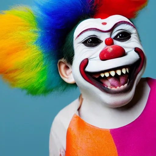 Image similar to a photo of a monkey with clown paint