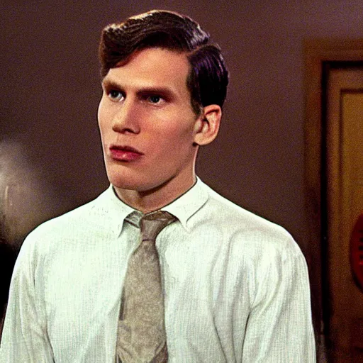 Image similar to Live Action Still of Jerma in Animal House, real life, hyperrealistic, ultra realistic, realistic, highly detailed, epic, HD quality, 8k resolution, body and headshot, film still