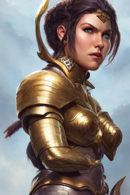 Image similar to amazon valkyrie athena, d & d, fantasy, portrait, highly detailed, headshot, digital painting, trending on artstation, concept art, sharp focus, illustration, art by artgerm and greg rutkowski and magali villeneuve