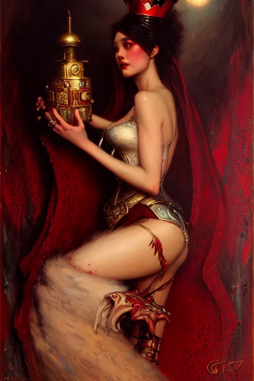 Prompt: the queen of hearts by gaston bussiere, bayard wu, greg rutkowski, giger, maxim verehin